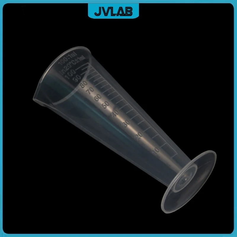 5pcs 100mL Clear Conical Plastic Graduated Laboratory Measuring cup PP Triangle measuring cylinder baker of laboratory supplies