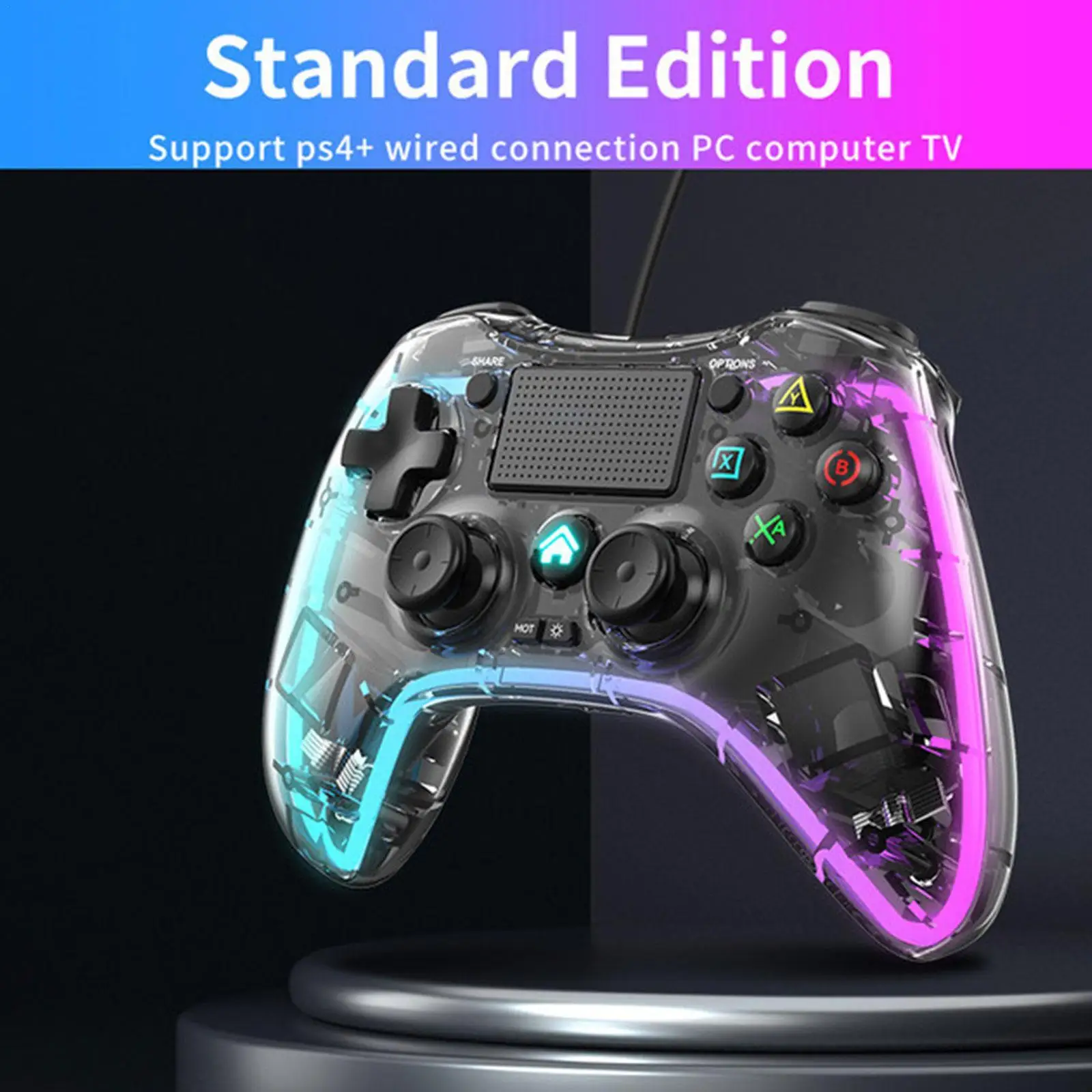 Controller Di Gioco Bluetooth Wireless 2.4G Per Switch Pc Tv Per Joystick Ps4 Gamepad Breathing Lamp Custodia Trasparente In Cristallo