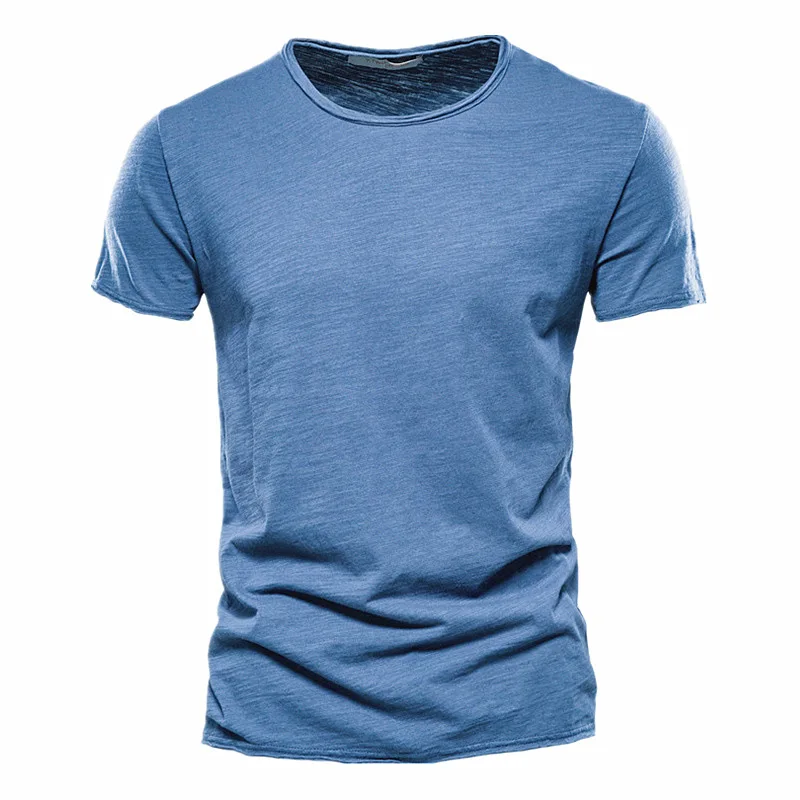 

Men's T-Shirt 100% Cotton Short Sleeve Summer Fashion Leisure Sports Solid Male Slim Regular Fit Lightweight Breathable 2023 New