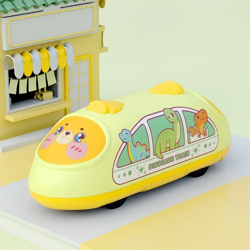 Rebound High Speed Rail Cartoon Subway Forward and Backward  Pull Back Vehicle Dinosaur Car Toy for Children Kid's Gifts