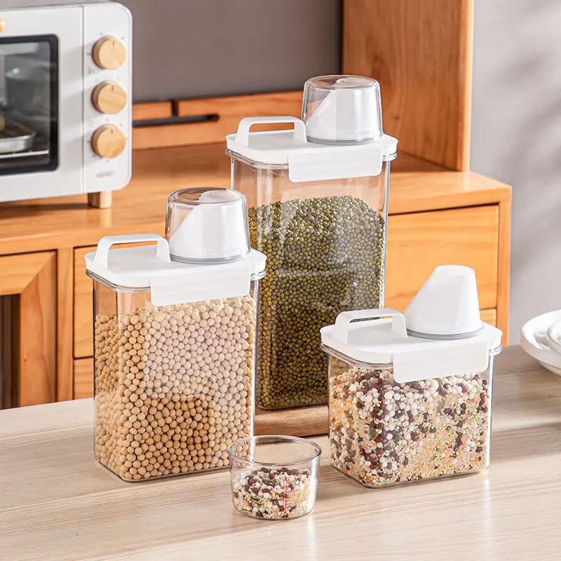 Kitchen Sealed Jar Airtight Food Storage Containers Food Storage Box  Multigrain Measuring Cup Cereals Kitchen Storage Containers - AliExpress