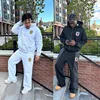 Mens Striped Zip Up Hoodie Sweatpants Two Piece Set Y2K Sportswear Harajuku Embroidery Oversized Sweatshirt Drawstr Pants Set 1