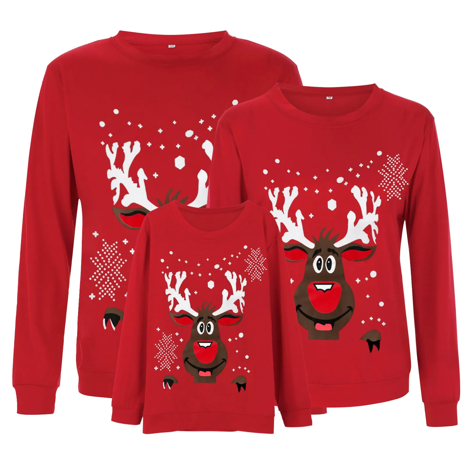 thumbnail image 5 of Sudadera fea de estilo navideño en 3D con apariencia familiar y estampado de renos, conjunto navideño para padres e hijos, trajes a juego, jersey navideño, 5 of 5