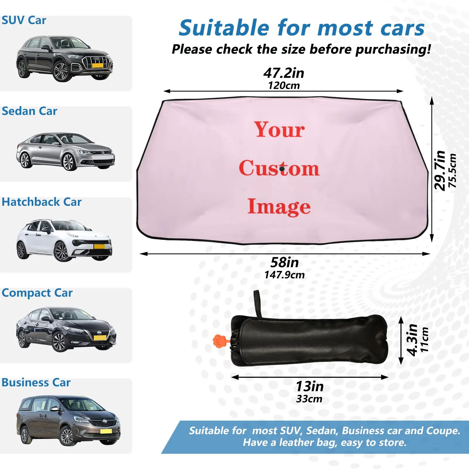 Custom Car parasol Car Windshield Cover UV Protection Sun Shade Front Window Interior Protection Folding umbrella New 2022