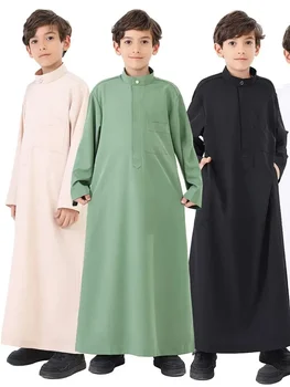 Muslim Kids Boys Jubba Thobe Robe Turkey Arabic Islam Dubai Abayas For Prayer Clothes Djellaba Robe Musulmane Hombre 1