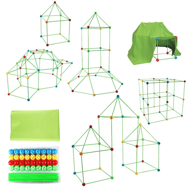 New Creative Fort Building Blocks Indoor Tent Brick Kit Children's Diy Ball Games Educational Toys For Children Gifts 4