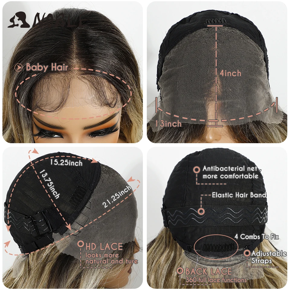 Noble Synthetic Lace Front Wig Body Wave HD Transparent 13X4 Lace Wig 24 Inch Baby Hair Lace Frontal Wig Wave Lace Wig For Women