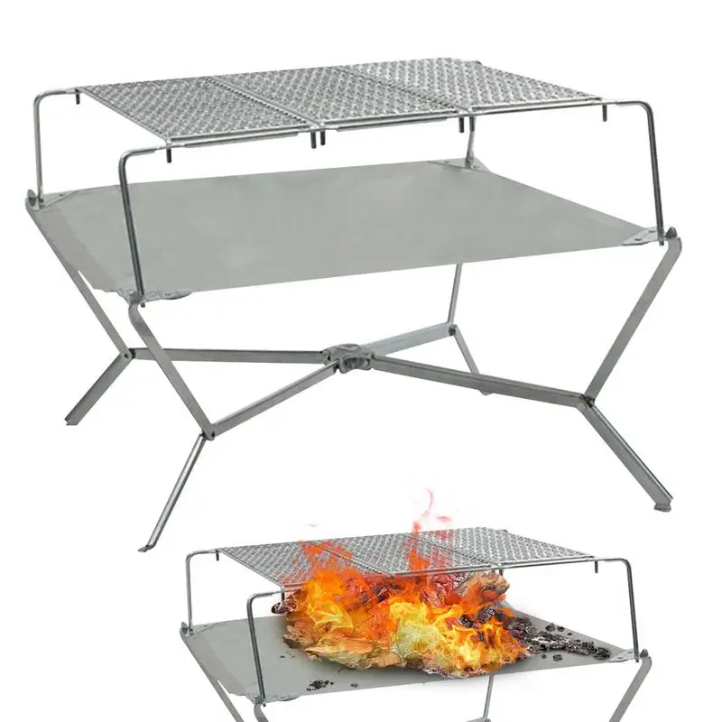 

Lightweight Camping Wood Burning Grill Stove Outdoor Portable Folding Stainless Steel Barbeque Cooking Grill For Camping