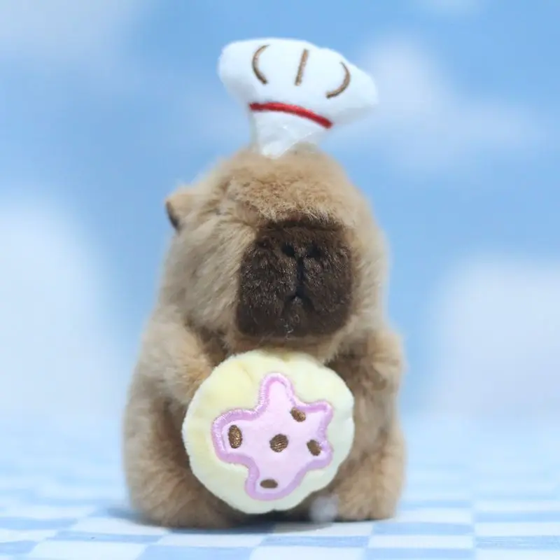 12pcs/lot cute 12cm animal Capybara French fries Plush TOys Keyring  hamburger Capibara pufferfish Dolls Pendants GIfts 4