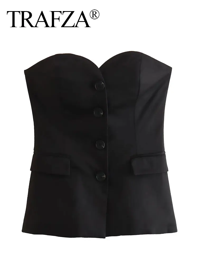 HH Summer Women Sexy Vests Coats Casual Solid Front Button Tank Top Off Shoulder Female Elegant Streetwear Chic Top