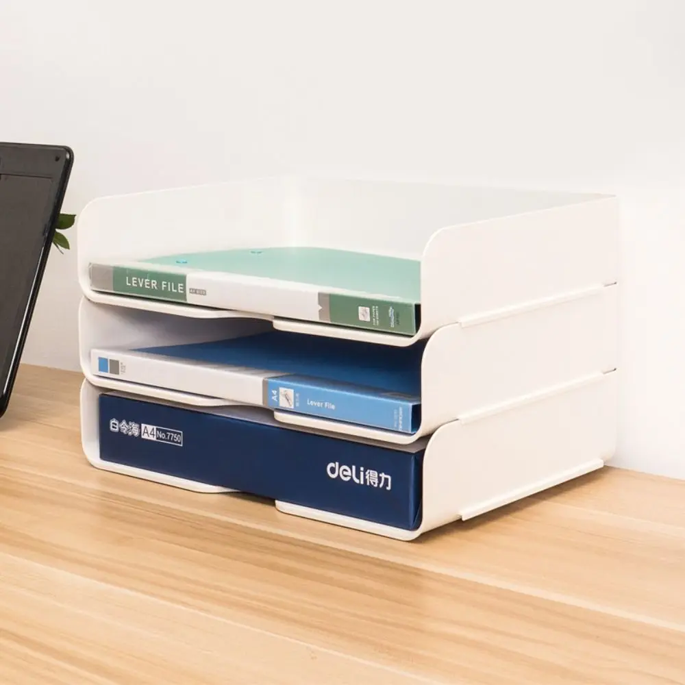 Stackable Desk Organizer Paper Tray Holder Office Desktop File Letter Book Document Filing Shelf Cosmetics Storage Rack storage box storage racks file organizer