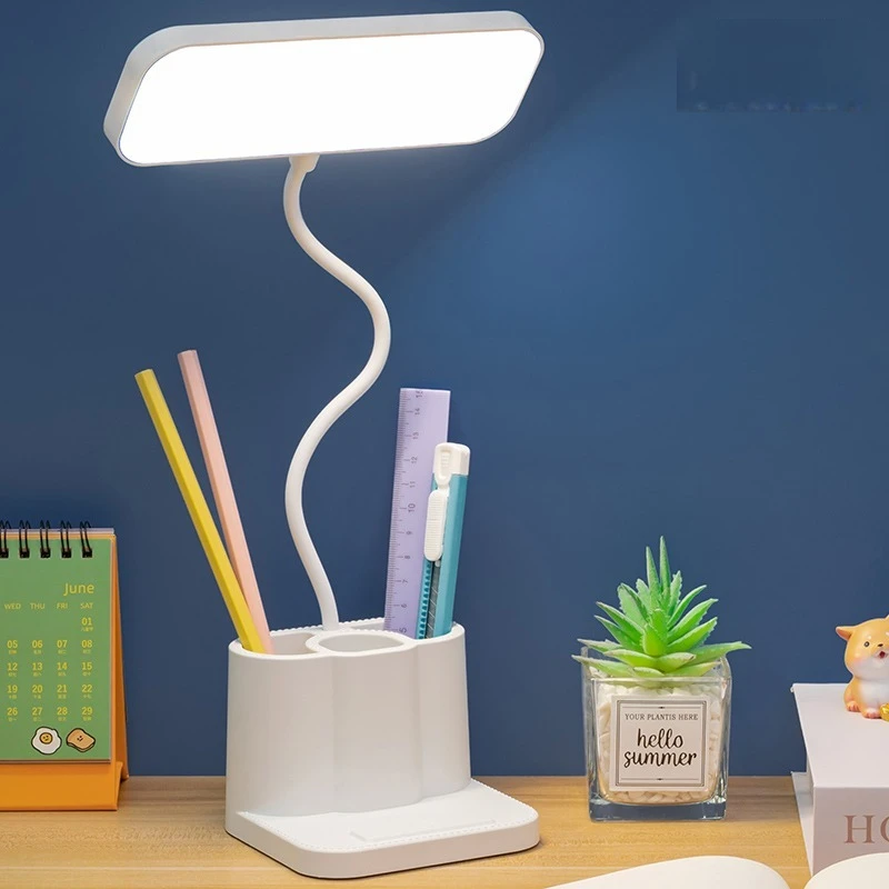 Desk Organizer Lamp, Dimmable Study Light with Pen Holders, Reading Lamp for Students Homework, Dorm Bedroom - 6
