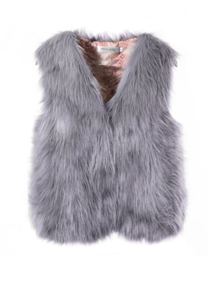 2022 Winter Women Fur Vest Solid Faux Fur Short Coat Lady Fashion Sleeveless Jackets Female Casual Streetwear Coat Wholesale