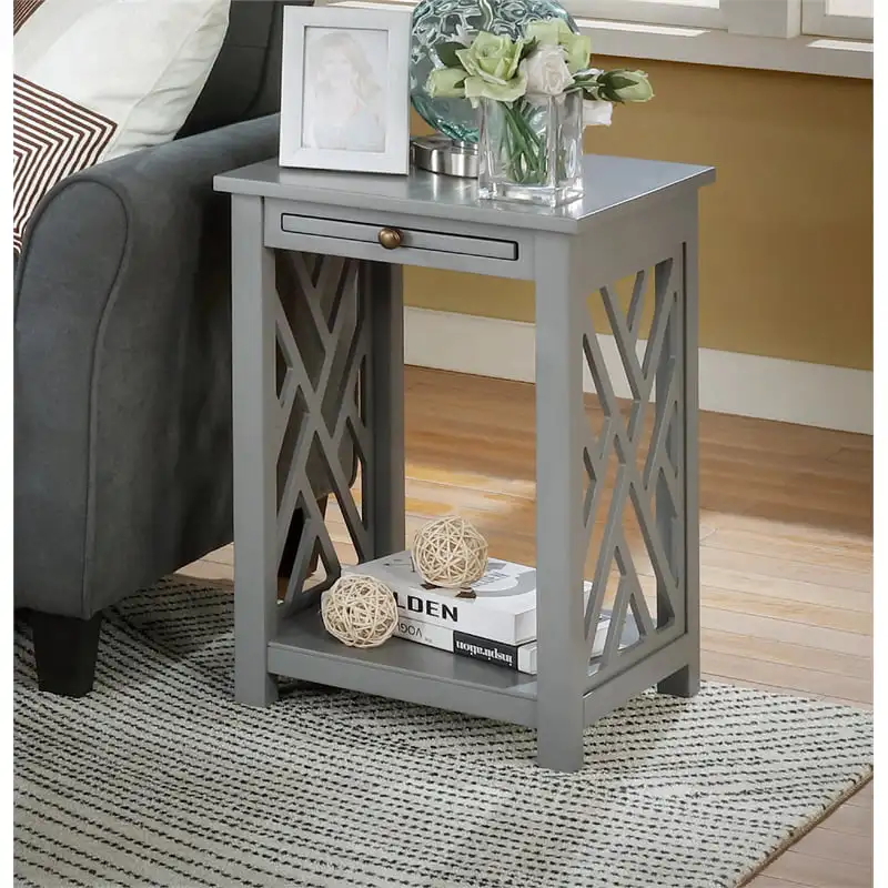 Coventry 36" Coffee Table with Drawer and Two End Tables with Tray Set of 3 Fresh and clean Gray 5