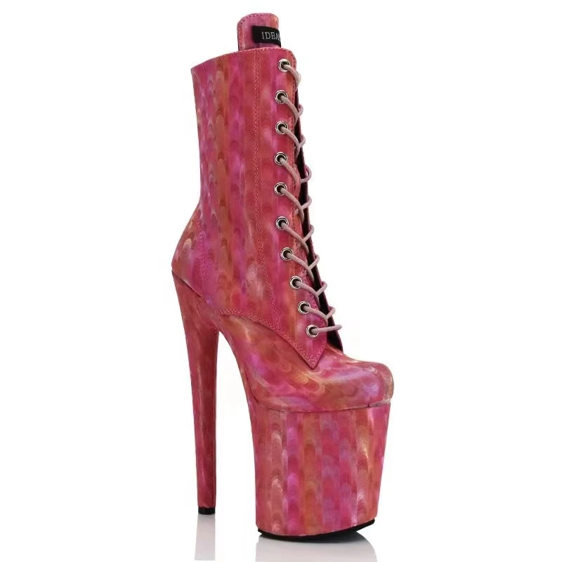 Ideale Ma Nuovi Stivali Corti Da Pole Dance Con Tacco Alto Da 20Cm Modello Pavone Allenamento Per Spettacoli Teatrali E Stivali Nudi