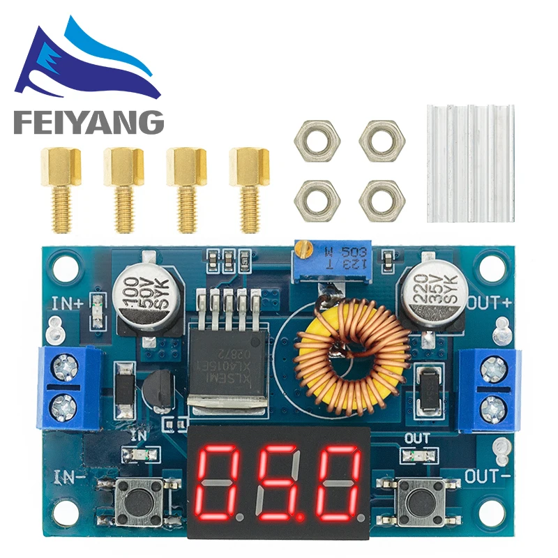 10 Stück XL4015 5A High Power 75W DC-DC einstellbares Abwärtsmodul + LED-Voltmeter-Stromversorgungsmodul