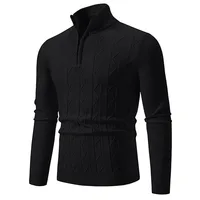 Autumn Quarter Zip Sweater Men's Pullover Knit Long Sleeve Sweater Men Winter Warm Slim Casual Turtleneck Mock Neck Sweaters 2