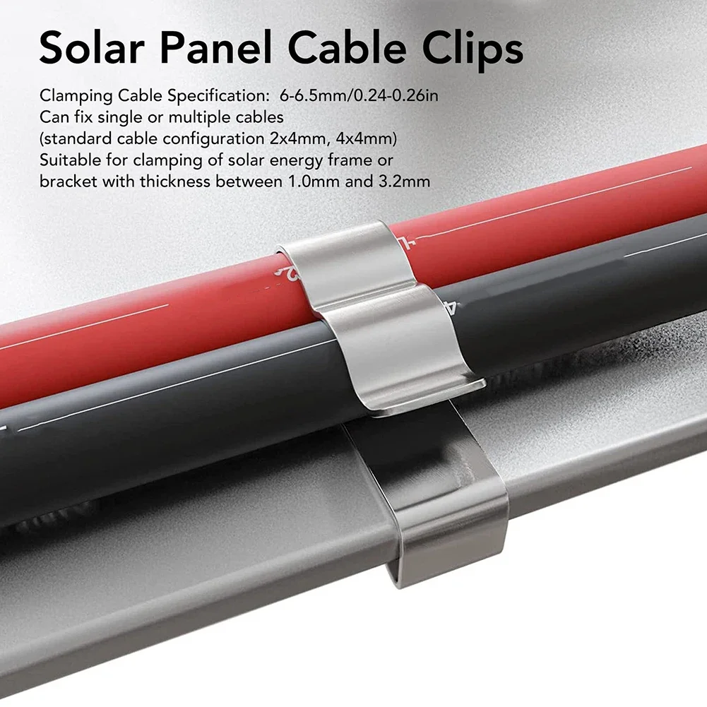 Wire Clips Cable Trailer Photovoltaic Solar Panel Wire Clamps Clip Organizer Stainless Steel Management Harness Rop 10/30/100Pcs cable organizer cable clip cable clamp cable tie