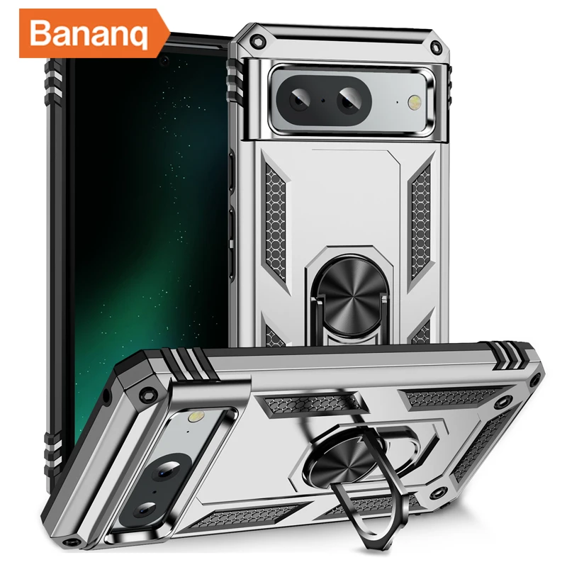 Shockproof Metal Finger Ring Bracket Armor Case with Magnetic Car Holder - Premium Phone Cover