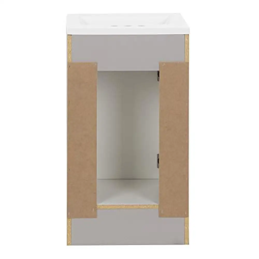Description Picture 4 of item18" Wyre Bathroom Vanity with White Single Sink Gray Cabinet Shaker Style Door Soft Close Hinges Cultured Marble Top Flexible