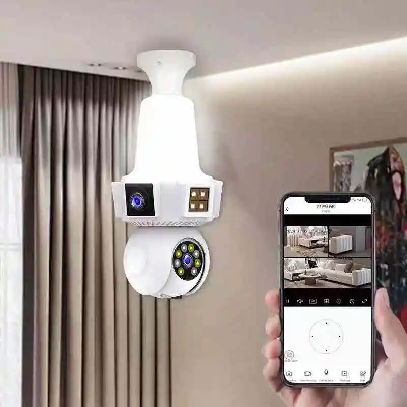 6MP V380Pro Dual Lens E27 Full Color Wireless PTZ IP Dome Camera AI Humanoid Detection Home Security CCTV Baby Monitor 6
