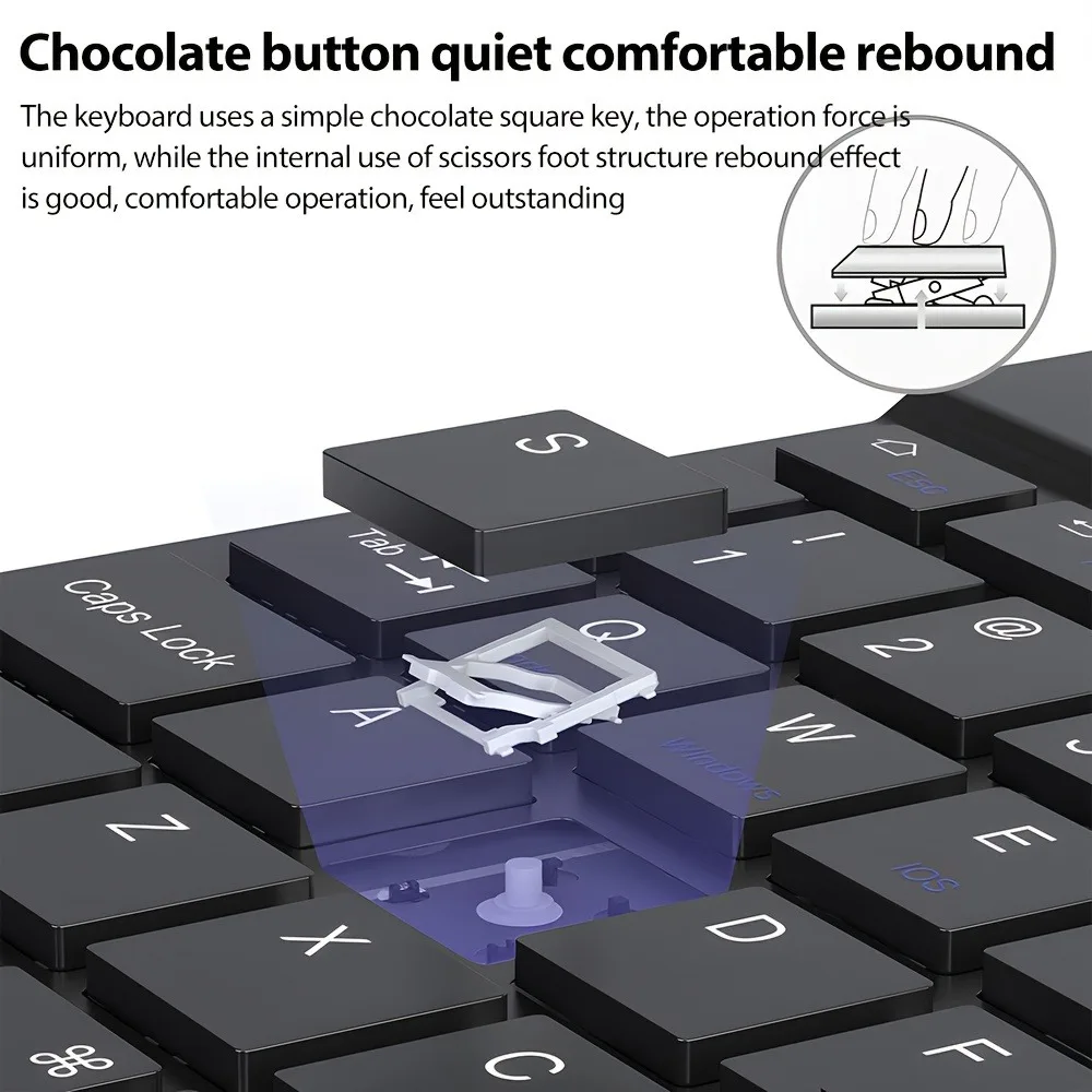 Wireless Keyboard Bluetooth-compatible Keyboard Android IOS Windows 78-Key Slim Portable PC Tablet Phone Laptop