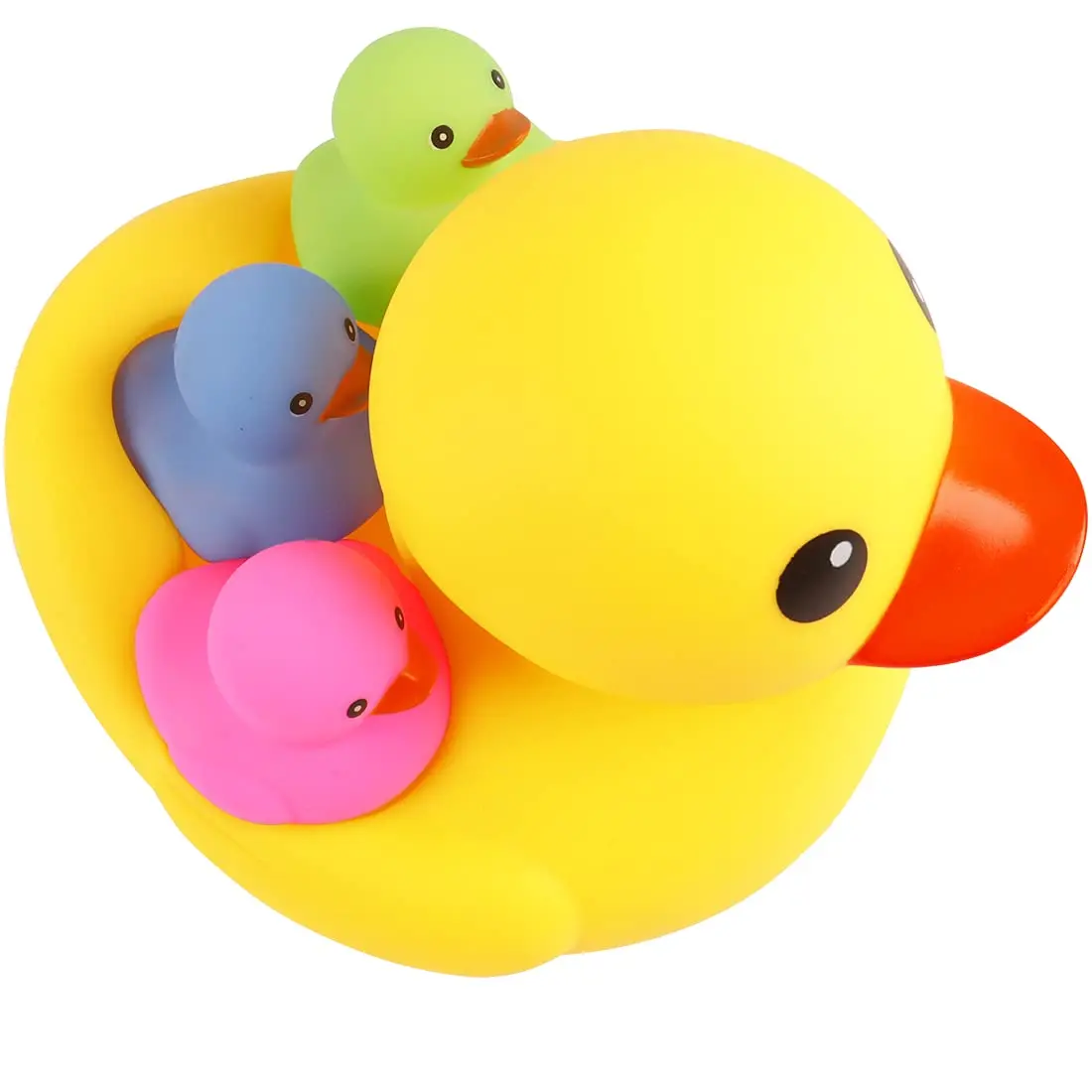 

Bath Duck Toys 4Pcs Family Rubber Ducky Float&Squeak Baby Toddlers Preschool Bathtub Shower Toy