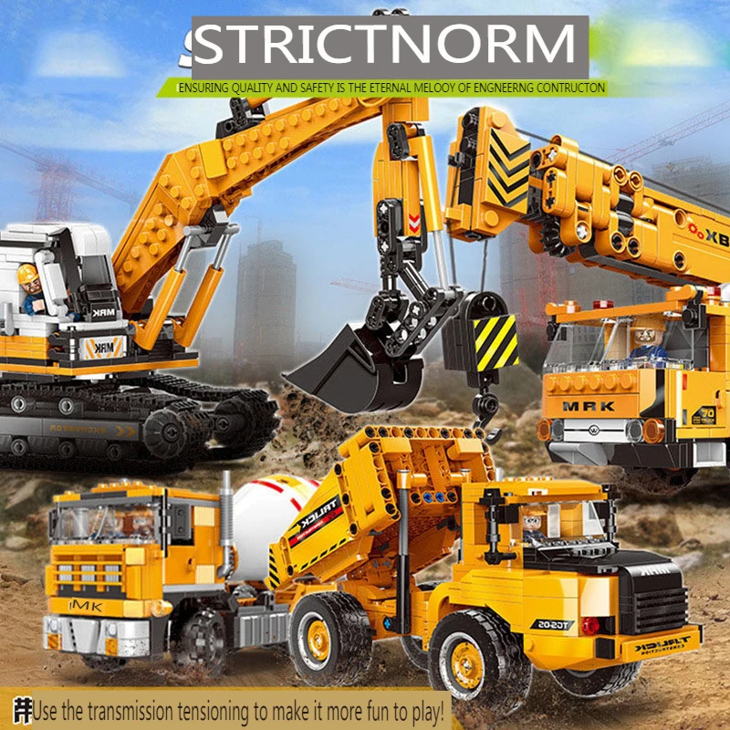 

Совместим с строительными блоками экскаваторы, краны, сборные игрушки, серия городских инженерных серий, Интеллектуальный Детский мальчик brai