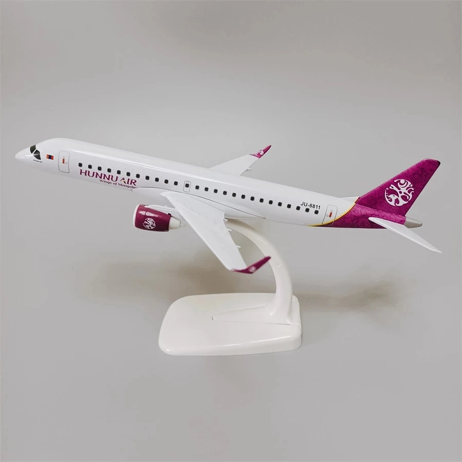 20CM Alloy Metal Air Mongolian Hunnu Air Embraer E-190 E190 Airlines Airplane Model Diecast Air Plane Model Aircraft Kids Gifts