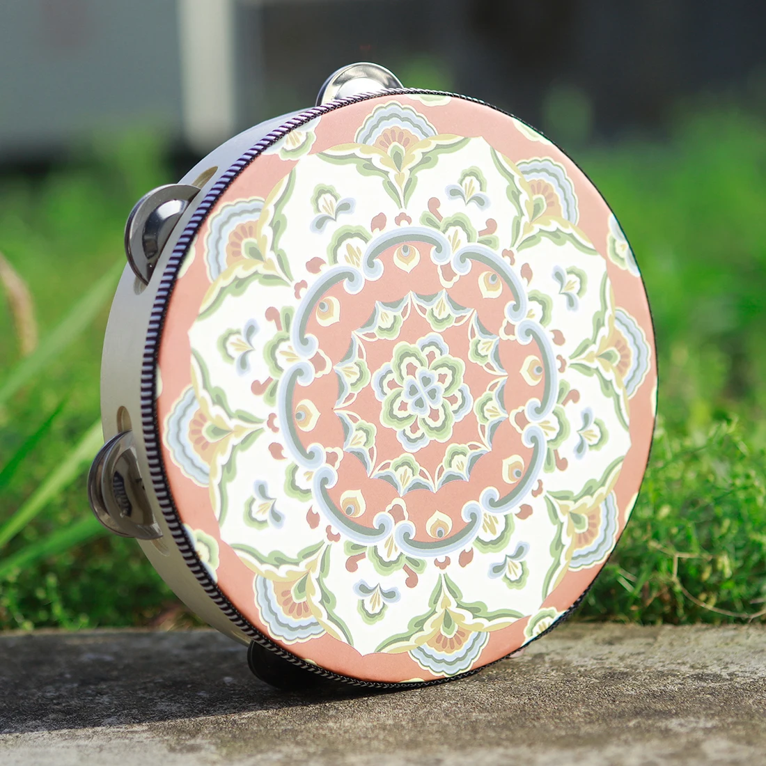8 Inch Tambourine Bell Drum Dunhuang Style Stainless Steel Bells Drums Percussion Musical Instruments Orff Children's Gift