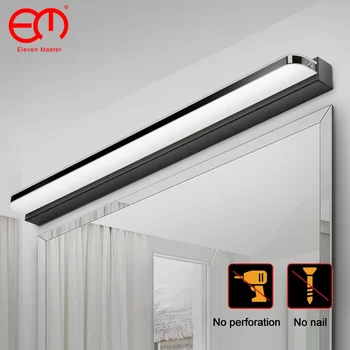 9W/12W 220V 모던한 욕실 조명 스테인레스 스틸 LED 거울 조명, 메이크업 벽 램프, 화장대 조명 기구 거울 램프