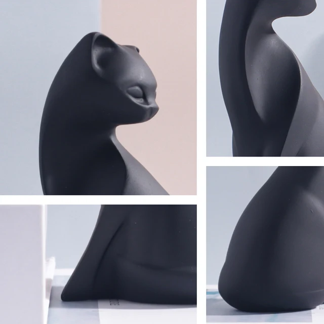 Sculpture de chat de style minimaliste, décoration d'intérieur pour cafés et librairie, design créatif de forme mignonne, option cadeau parfaite 6