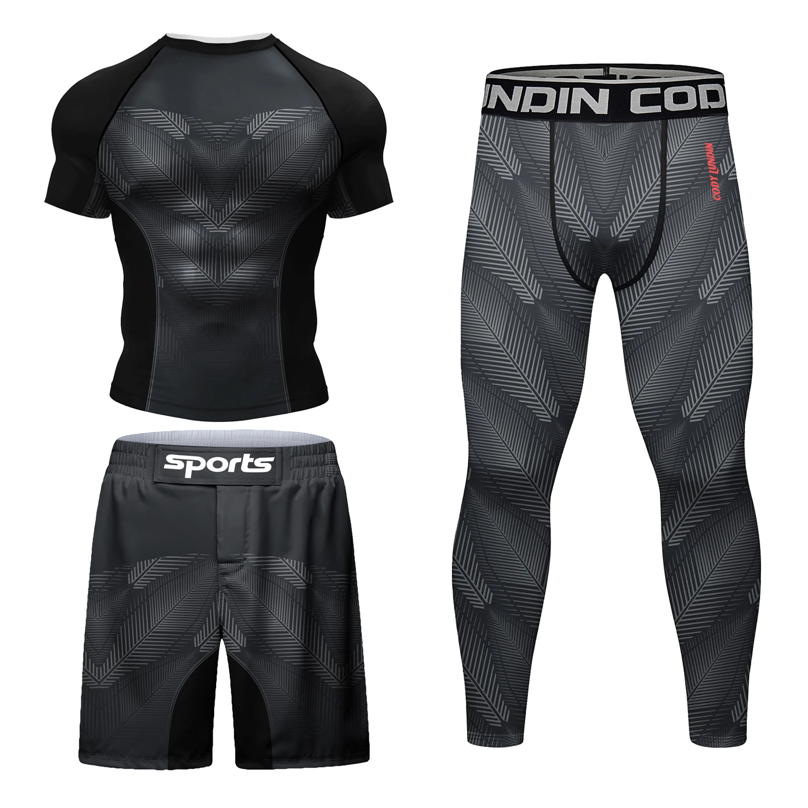 Cody Lundin Male Shirt + Pants Gym Set Men's MMA No Gi Jiu-Jitsu Brazilian Grappling Kickboxing Fitness Training Rash Guard Sets 6