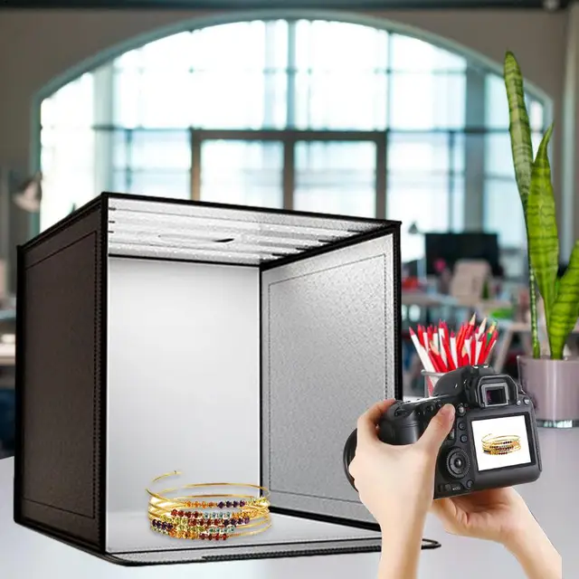 Scatola Luce Per Foto Professionali 40x40 Cm - Studio Box Pieghevole Con Luci LED Dimmerabili Per Prodotti E Animali - Foto 4