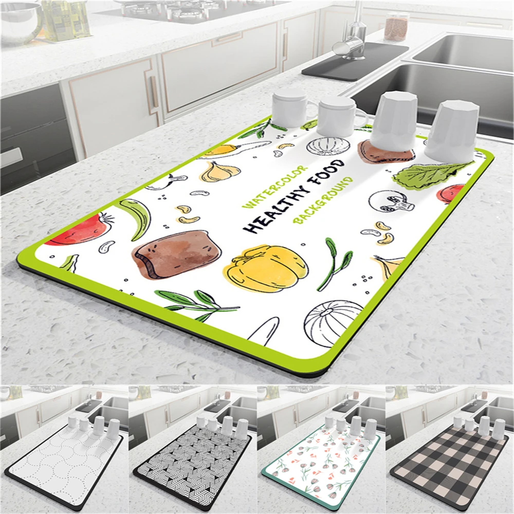 

Thanksgiving Style Absorbent Drying Mat For Kitchen Decoration And Accessories Home Geometry Printing Mats For Kitchen Coasters