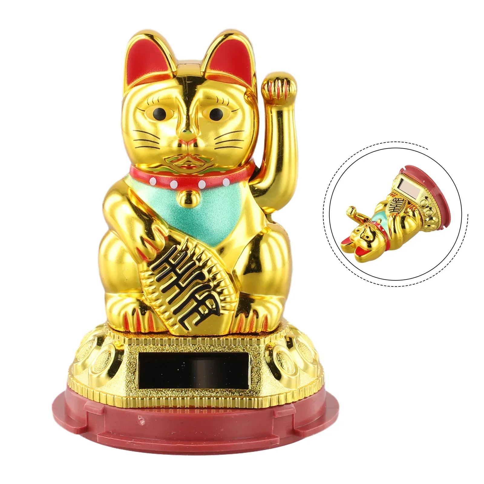 Eco Friendly Solar Waving Lucky Cat Ornament 1pcs Continuous Swinging Motion Enhances The Ambience Of Coffee Shops