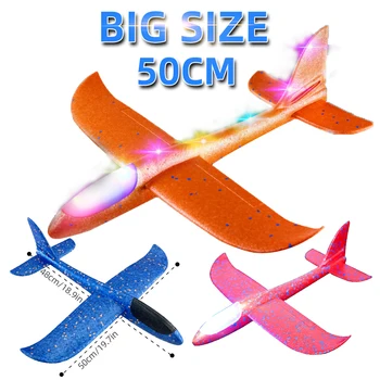 33/50 CENTIMETRI Grande Flash Aliante Schiuma Aereo A Mano Lancio Luce Aereo Inerziale Lancio All'aperto Divertimento Dei Bambini Giocattoli per I Bambini Ragazzi regalo 1