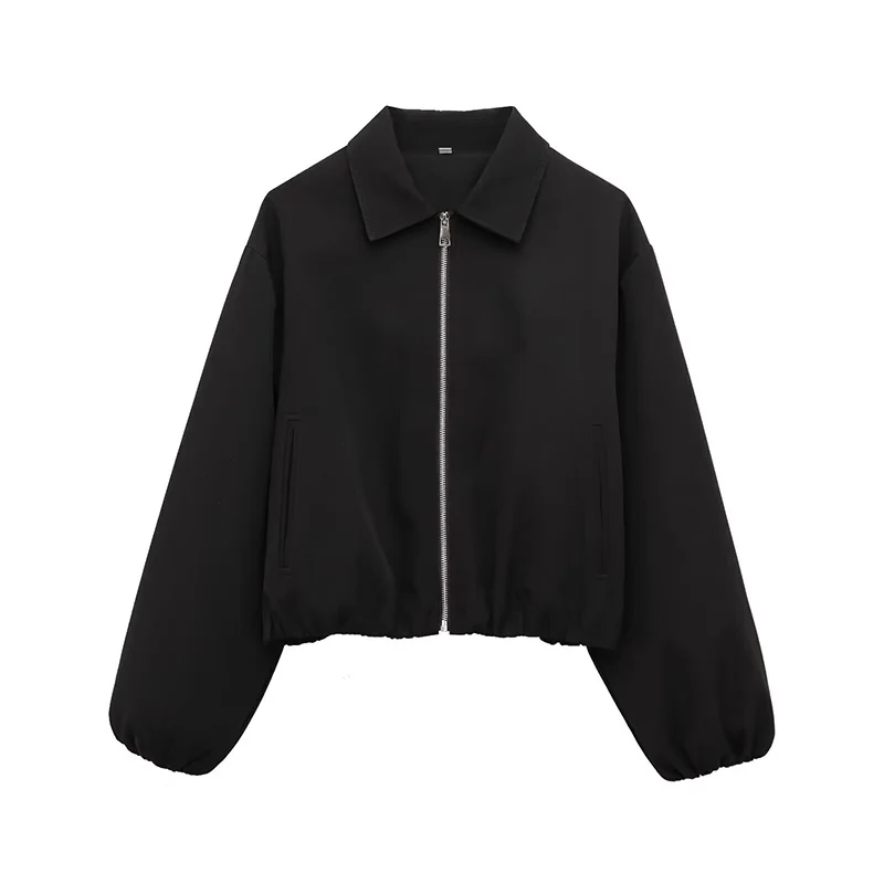 Women's Casual Short Jacket with Turn-Down Collar