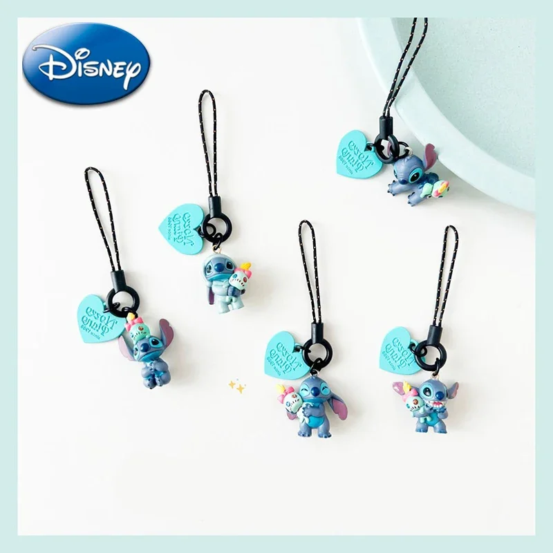 

Disney Lilo and Stitch Keychain Phone Case Rope Pendant Kawaii Anime Figures Key Chain Backpack Decoration Keyring Lovers Gifts