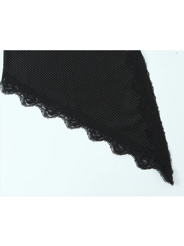 Women Vintage Polka Dot Sexy Sling Top Asymmetrical Sleeveless Lace Spliced Tanks Lady Elegant Fashion Camis 2026 Summer New