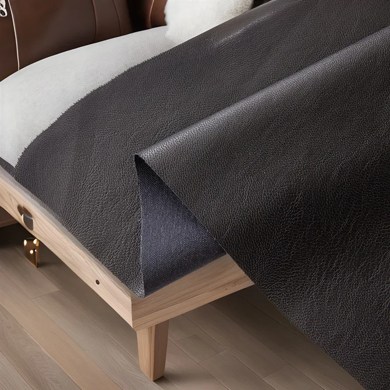 0.4mm Matte Cotton-Padded Fleece Black Leather Coat Fabric Soft PU Leather Washable Artificial Skin For Clothing