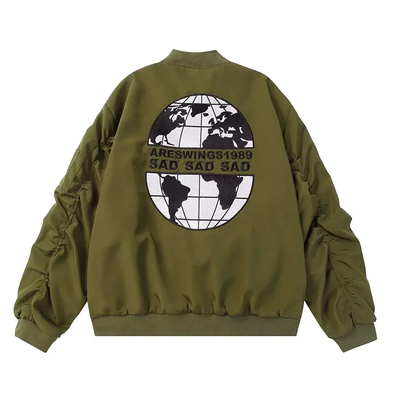 

Vintage Outwear Baseball Jacket Female Letter Embroidery Women's Bomber Jacket Fold Long Sleeve Casual Coat For Women Autumn