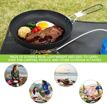 Nonstick Frying Pan Outdoor Camping Cookware Foldable Shovel Ladle Frypan with Scratch-resistant Coating Pot for Hiking Picnic 4