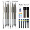 Metal Mechanical Pencil Set 0.3 0.5 0.7 0.9 1.3 2.0mm Lead Refills Art Automatic Drafting Sketching Pencils Office School Supply 1