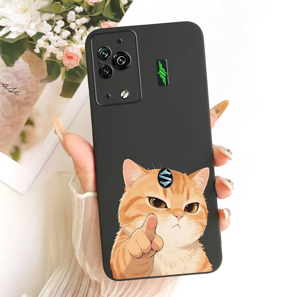 Cute Cat & Butterfly Design Silicone Case - Black Shark 5 Pro