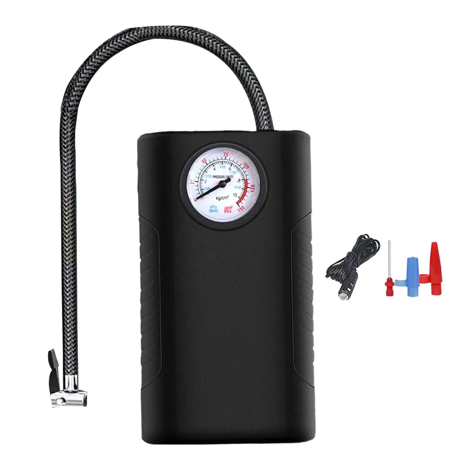 Electric Corded Car Tire Air Compressor Inflator Compact with 3 Valve Adaptors Air Pump for Car Motorcycles Multifunctional