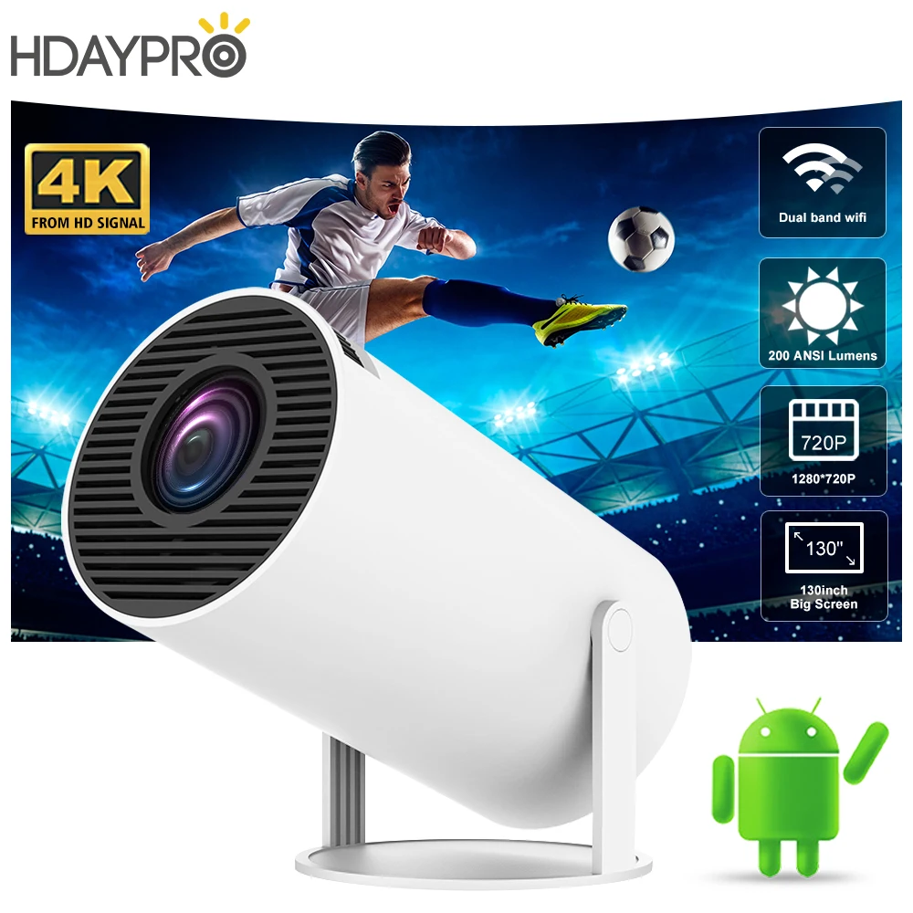 HDAYPRO Projector 4K Android 11 5G WIFI BT5.0 HY300 MINI Portable Projctor Smart Home Cinema 720P Outdoor 1080P 4K Movie From HD