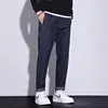 Elastic High Street Casual Men Jeans Autumn Winter Combination Straight Korean Chic All-match Solid Elastic Band Campus Pants 3