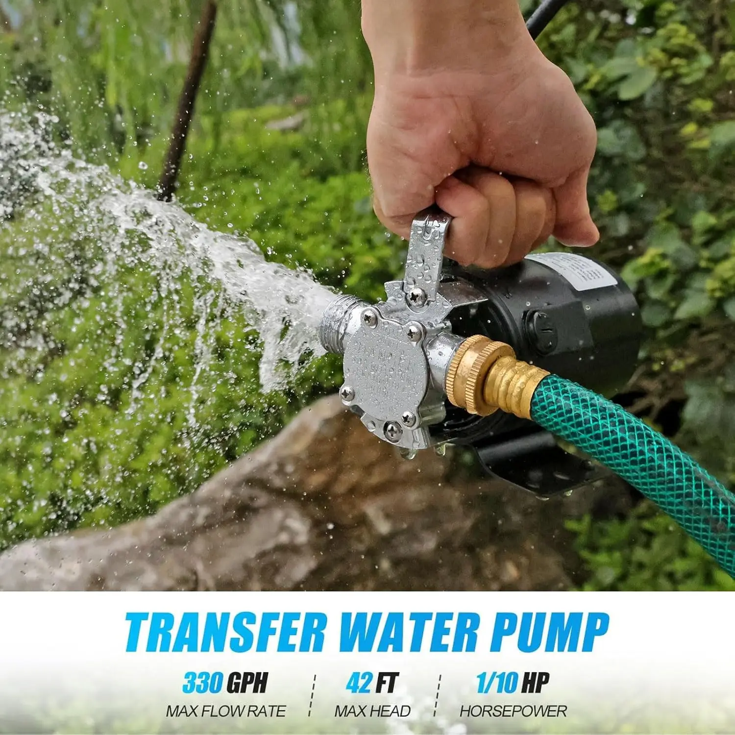 Water Transfer Pump 115V 1/10HP Electric Utility Pump with On/Off Switch 2 * 6 ft Water Hoses Kit for Removing