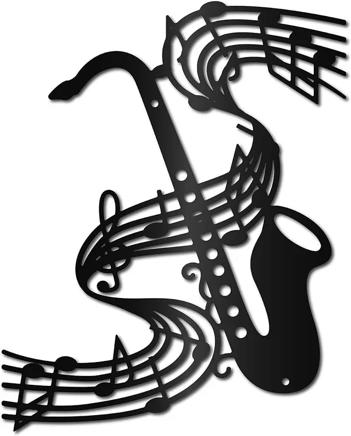 

1PC Music Sax Wall Art Metal Vintage Treble Clef Wall Decor Musical Instruments Hanging Sculpture for Home Bedroom Kitchen